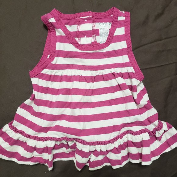 Baby Gap Tank Top Purple White Stripe Pattern Ruffled 100% Cotton 3-6 Month - Picture 1 of 2